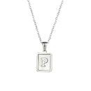 2021 Trend 18K Golden Chain Necklaces Male Square Natural Shell Initial Letters Pendant Stainless Steel Jewelry for Women Gifts