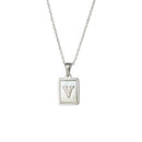 2021 Trend 18K Golden Chain Necklaces Male Square Natural Shell Initial Letters Pendant Stainless Steel Jewelry for Women Gifts