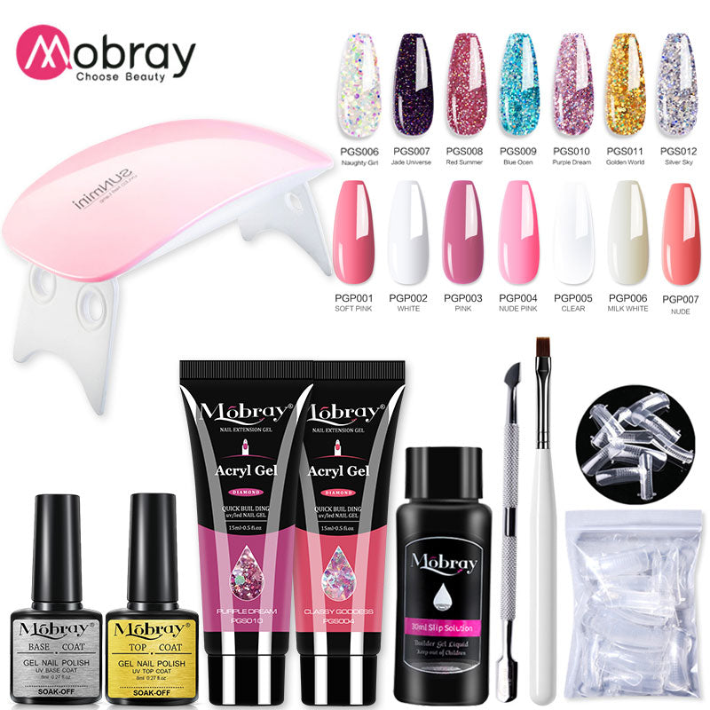 Mobray UV Poly Nail Gel Extension Nail Kit All For Manicure Set Acrylic Solution UV/LED Building Gel Polish For Nail Art Design