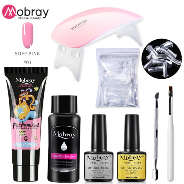 Mobray UV Poly Nail Gel Extension Nail Kit All For Manicure Set Acrylic Solution UV/LED Building Gel Polish For Nail Art Design