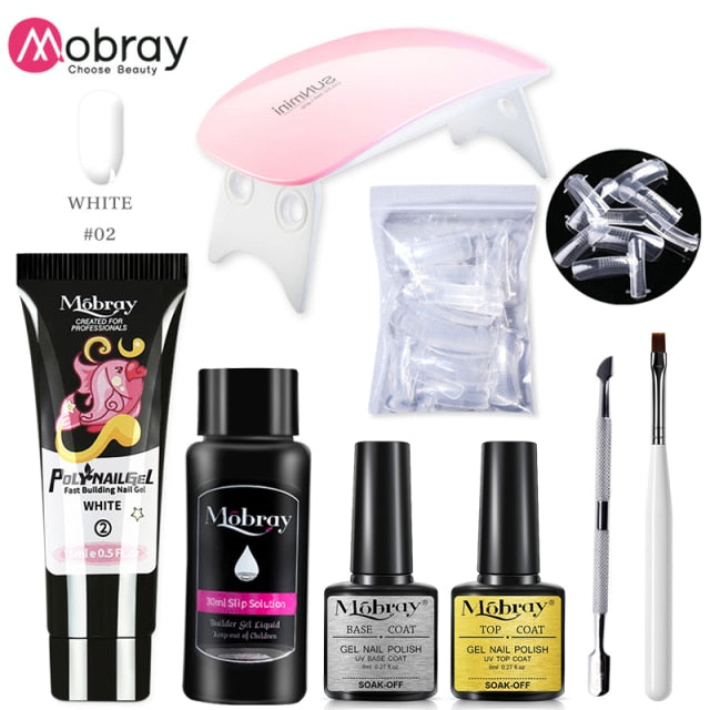 Mobray UV Poly Nail Gel Extension Nail Kit All For Manicure Set Acrylic Solution UV/LED Building Gel Polish For Nail Art Design