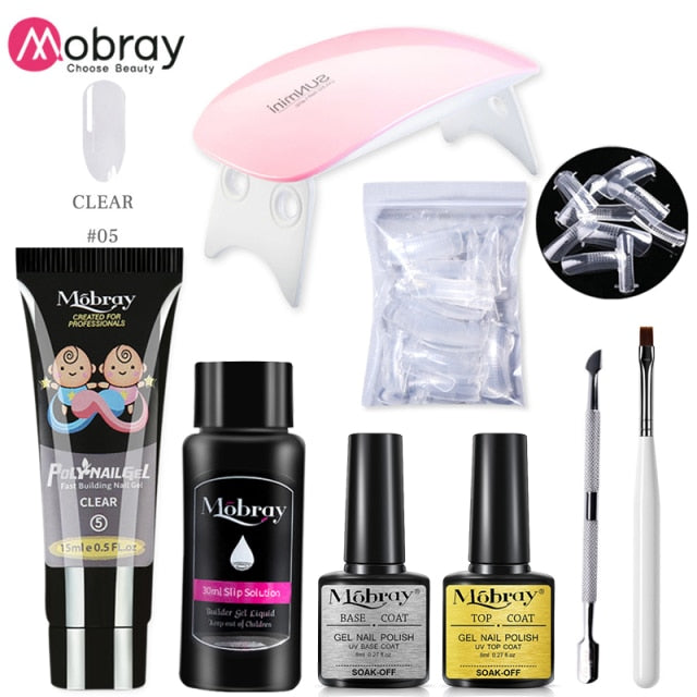 Mobray UV Poly Nail Gel Extension Nail Kit All For Manicure Set Acrylic Solution UV/LED Building Gel Polish For Nail Art Design