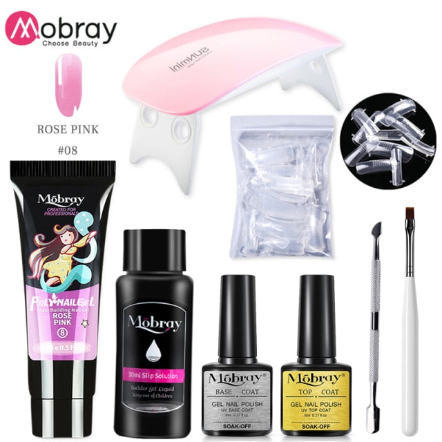 Mobray UV Poly Nail Gel Extension Nail Kit All For Manicure Set Acrylic Solution UV/LED Building Gel Polish For Nail Art Design