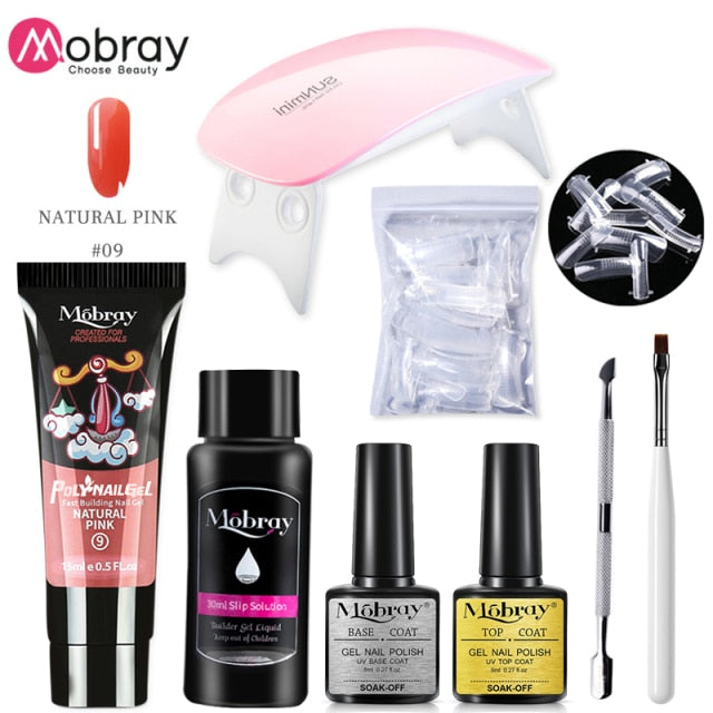 Mobray UV Poly Nail Gel Extension Nail Kit All For Manicure Set Acrylic Solution UV/LED Building Gel Polish For Nail Art Design