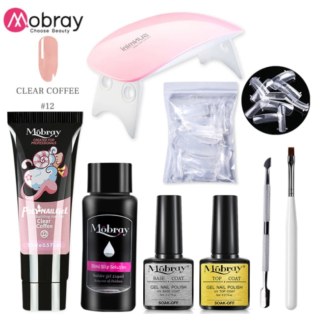 Mobray UV Poly Nail Gel Extension Nail Kit All For Manicure Set Acrylic Solution UV/LED Building Gel Polish For Nail Art Design