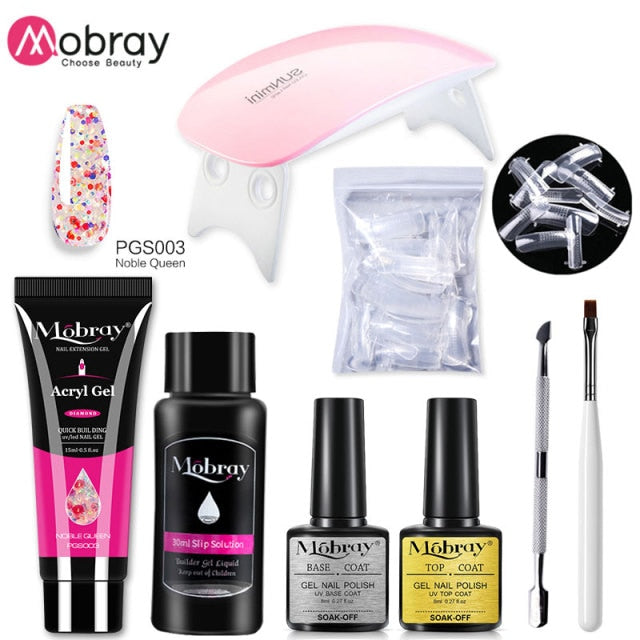 Mobray UV Poly Nail Gel Extension Nail Kit All For Manicure Set Acrylic Solution UV/LED Building Gel Polish For Nail Art Design