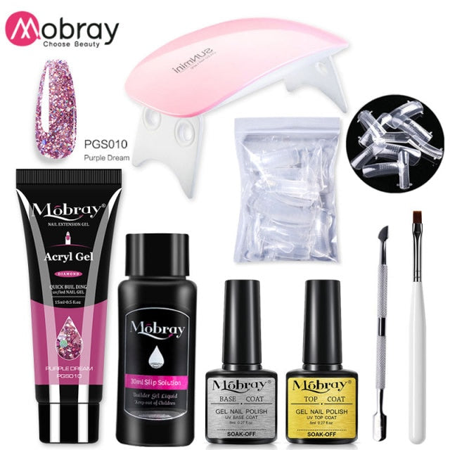 Mobray UV Poly Nail Gel Extension Nail Kit All For Manicure Set Acrylic Solution UV/LED Building Gel Polish For Nail Art Design