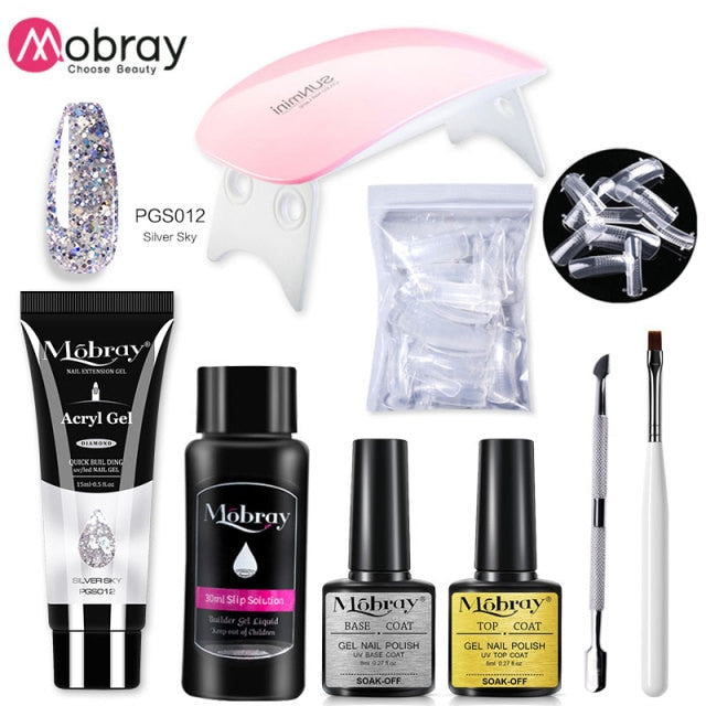 Mobray UV Poly Nail Gel Extension Nail Kit All For Manicure Set Acrylic Solution UV/LED Building Gel Polish For Nail Art Design
