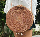 Gusure Woven Rattan Bag Round Straw Shoulder Bag Small Beach HandBags Women Summer Hollow Handmade Messenger Crossbody Bags