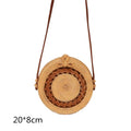 Gusure Woven Rattan Bag Round Straw Shoulder Bag Small Beach HandBags Women Summer Hollow Handmade Messenger Crossbody Bags