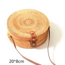 Gusure Woven Rattan Bag Round Straw Shoulder Bag Small Beach HandBags Women Summer Hollow Handmade Messenger Crossbody Bags