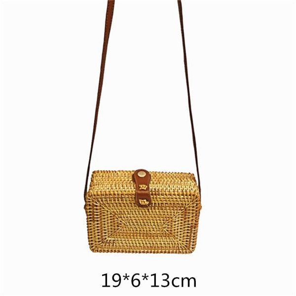 Gusure Woven Rattan Bag Round Straw Shoulder Bag Small Beach HandBags Women Summer Hollow Handmade Messenger Crossbody Bags