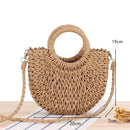 Gusure Woven Rattan Bag Round Straw Shoulder Bag Small Beach HandBags Women Summer Hollow Handmade Messenger Crossbody Bags