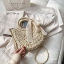 Gusure Woven Rattan Bag Round Straw Shoulder Bag Small Beach HandBags Women Summer Hollow Handmade Messenger Crossbody Bags