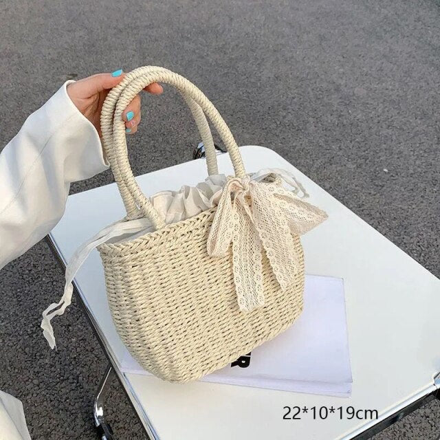 Gusure Woven Rattan Bag Round Straw Shoulder Bag Small Beach HandBags Women Summer Hollow Handmade Messenger Crossbody Bags