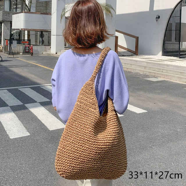 Gusure Woven Rattan Bag Round Straw Shoulder Bag Small Beach HandBags Women Summer Hollow Handmade Messenger Crossbody Bags
