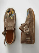 Plover 2021 Winter New Female Comfort Cartoon Cat Printed Leather Button Casual Flat Ankle Boots - 6 Purple