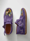 Plover 2021 Winter New Female Comfort Cartoon Cat Printed Leather Button Casual Flat Ankle Boots - 6 Purple