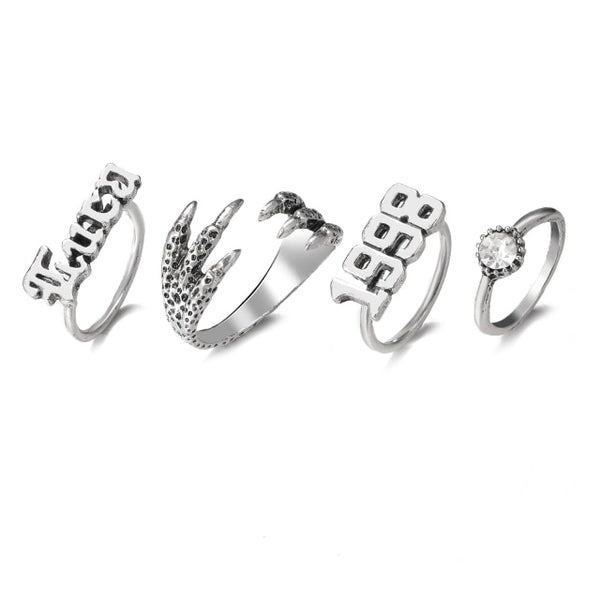 11pcs/set Vintage Women Snake Aesthetic Flower Rings Set Black Crystal Fashion Party Ring for Women Finger Wedding Jewelry 2021