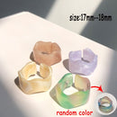 HUANZHI 2021 New Colourful Transparent Resin Acrylic Rhinestone Geometric Square Round Rings Set for Women Jewelry Travel Gifts
