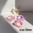 HUANZHI 2021 New Colourful Transparent Resin Acrylic Rhinestone Geometric Square Round Rings Set for Women Jewelry Travel Gifts