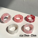 HUANZHI 2021 New Colourful Transparent Resin Acrylic Rhinestone Geometric Square Round Rings Set for Women Jewelry Travel Gifts