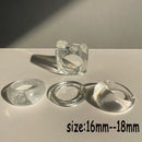 HUANZHI 2021 New Colourful Transparent Resin Acrylic Rhinestone Geometric Square Round Rings Set for Women Jewelry Travel Gifts