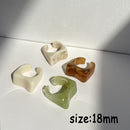 HUANZHI 2021 New Colourful Transparent Resin Acrylic Rhinestone Geometric Square Round Rings Set for Women Jewelry Travel Gifts