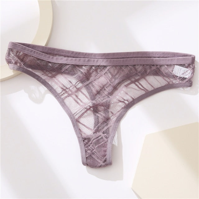 Sexy Mesh Thongs for Women Low Rise Waist G-String Female Transparent Panties Hollow Out T-Back Girl Intimate Underwear Lingerie