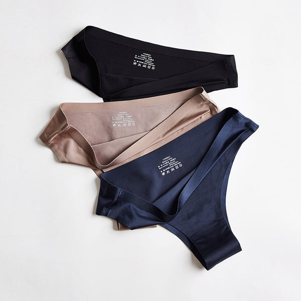 3pcs Women's Panties Underwear Thongs Sexy Lingerie Seamless Sports Female Tanga For Woman Ice Silk Seamless Panties For Women