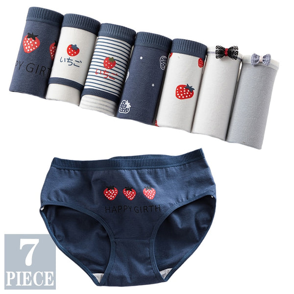 7PCS Panties for Women Girls Underwear Cotton Panties Cute Briefs Sexy Lingerie Cueca Calcinhas Underpant Female Plus Size Panty