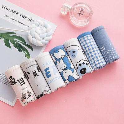 7PCS Panties for Women Girls Underwear Cotton Panties Cute Briefs Sexy Lingerie Cueca Calcinhas Underpant Female Plus Size Panty