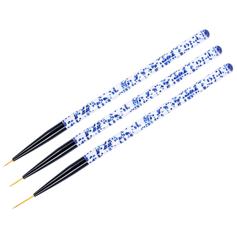 3pcs/Set Nail Art Line Painting Pen Slim 3D Tips Acrylic UV Gel Brushes Drawing Colorful Line Grid Design Nail Manicure Tools