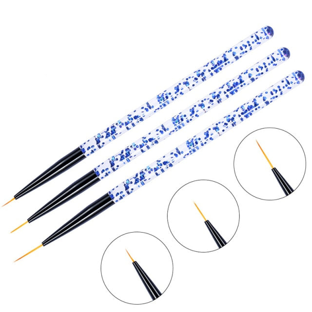 3pcs/Set Nail Art Line Painting Pen Slim 3D Tips Acrylic UV Gel Brushes Drawing Colorful Line Grid Design Nail Manicure Tools