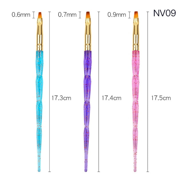 3pcs/Set Nail Art Line Painting Pen Slim 3D Tips Acrylic UV Gel Brushes Drawing Colorful Line Grid Design Nail Manicure Tools