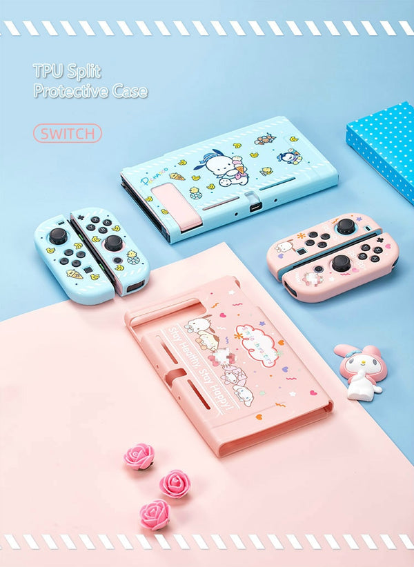 Minithink For Nintend Switch Case Cute Cartoon Full Cover Split Shell Joy-Con Controller Hard TPU Protector NS Accessories