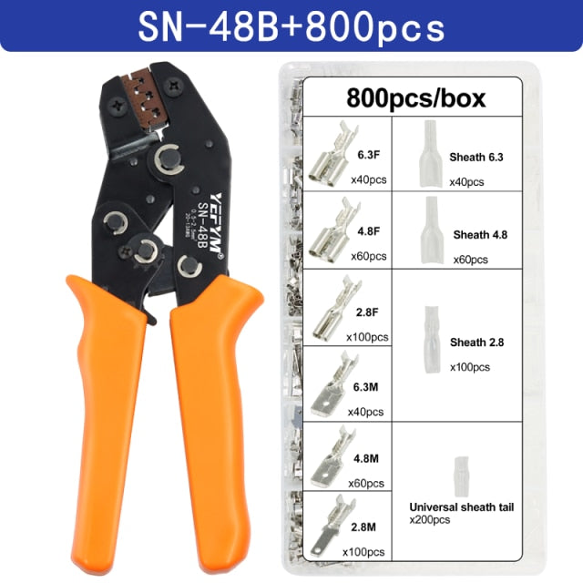 SN-48B SN-2 Wire Crimping Pliers 0.5-2.5mm2 20-13AWG for Box TAB 2.8 4.8 6.3 SM2.5 XH2.54 Terminals Sets Electrical Hand Tools