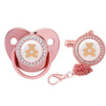 Newborn Baby Pacifier Clips Chain Rose Gold Bling Silicone Infant Pacifier Holder Baby Soother Nipple Dummy Baby Shower Gifts