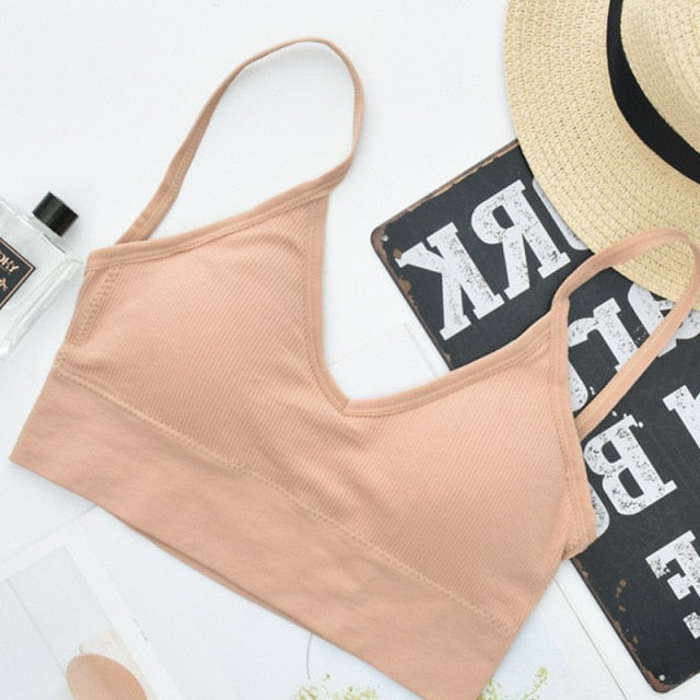 Women Sexy Crop Tops Bra Tube Top Female Streetwear Bandeau Sleeveless Seamless Sports Bra Crop Top Camis Tee Top Basic Tank