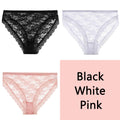 FINETOO Sexy Lace Panties Women 3Pcs/set Underpants M-2XL Big Size Underwear Sexy Floral Low Waist Briefs Panties Girls Lingerie