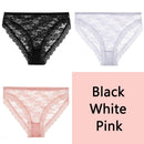 FINETOO Sexy Lace Panties Women 3Pcs/set Underpants M-2XL Big Size Underwear Sexy Floral Low Waist Briefs Panties Girls Lingerie