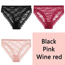FINETOO Sexy Lace Panties Women 3Pcs/set Underpants M-2XL Big Size Underwear Sexy Floral Low Waist Briefs Panties Girls Lingerie