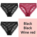 FINETOO Sexy Lace Panties Women 3Pcs/set Underpants M-2XL Big Size Underwear Sexy Floral Low Waist Briefs Panties Girls Lingerie