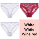 FINETOO Sexy Lace Panties Women 3Pcs/set Underpants M-2XL Big Size Underwear Sexy Floral Low Waist Briefs Panties Girls Lingerie