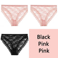 FINETOO Sexy Lace Panties Women 3Pcs/set Underpants M-2XL Big Size Underwear Sexy Floral Low Waist Briefs Panties Girls Lingerie