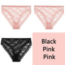 FINETOO Sexy Lace Panties Women 3Pcs/set Underpants M-2XL Big Size Underwear Sexy Floral Low Waist Briefs Panties Girls Lingerie
