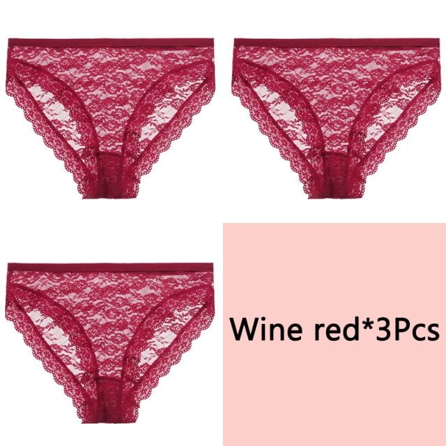 FINETOO Sexy Lace Panties Women 3Pcs/set Underpants M-2XL Big Size Underwear Sexy Floral Low Waist Briefs Panties Girls Lingerie