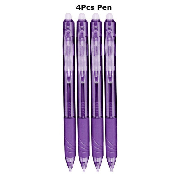 0.7mm Magic Erasable Pen Press Gel Pen Set 8 Colors Erasable Refill Rod Gel Ink Stationery Retractable Pens Washable Handle Rod