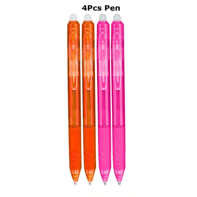 0.7mm Magic Erasable Pen Press Gel Pen Set 8 Colors Erasable Refill Rod Gel Ink Stationery Retractable Pens Washable Handle Rod