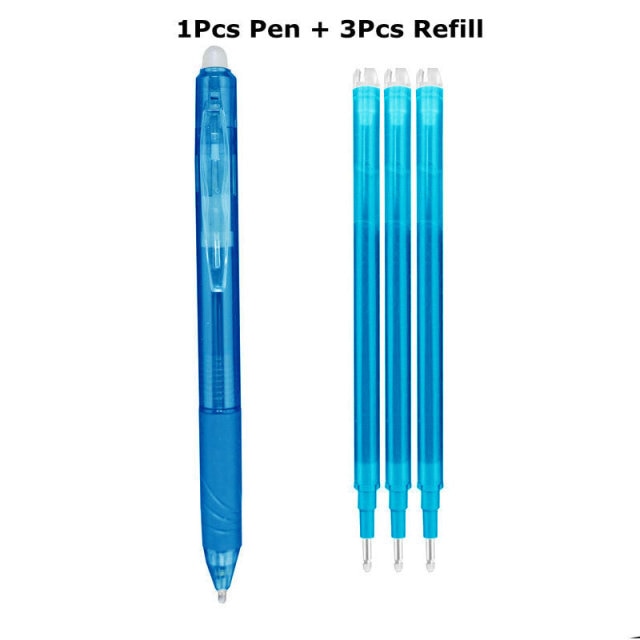 0.7mm Magic Erasable Pen Press Gel Pen Set 8 Colors Erasable Refill Rod Gel Ink Stationery Retractable Pens Washable Handle Rod